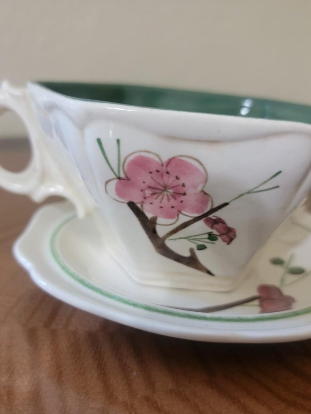 Vintage Red Wing Dynasty Plum Blossom Pink Teacup & Saucer